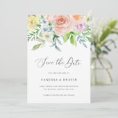 Moderne Peach floral Non Foto Elegante Hochzeit Save The Date (Stehend Vorderseite)