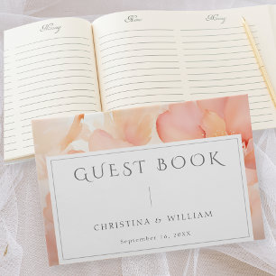 Moderne Peach Floral Wedding Gästebuch