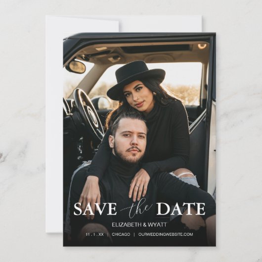 Moderne Peach Foto Hochzeit Save The Date (Vorderseite)