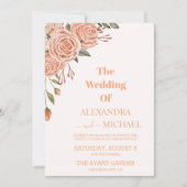 Moderne Peach Fuzz Foliage Hochzeit Einladung (Vorderseite)