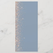 Moderne Peach Glitzer Dusty Blue Wedding Menükarte (Rückseite)