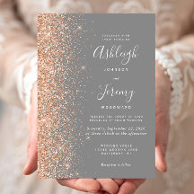 Moderne Peach Glitzer Edge Gray Wedding