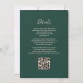 Moderne Peach Glitzer Emerald Green QR Code Hochze Einladung (Rückseite)