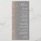 Moderne Peach Glitzer Gray Wedding Menükarte (Vorderseite)