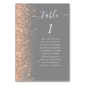 Moderne Peach Glitzer Gray Wedding Tischnummer (Vorderseite)