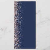 Moderne Peach Glitzer Navy Blue Wedding Menükarte (Rückseite)
