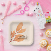 Moderne Peach Gold Wasserfarbe Dankeschön Drehbuch Pappteller (Party)