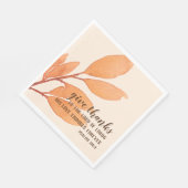 Moderne Peach Gold Wasserfarbe Dankeschön Drehbuch Serviette (Ecke)