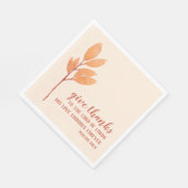 Moderne Peach Gold Wasserfarbe Dankeschön Drehbuch Serviette (Ecke)