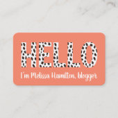 Moderne Peach Spots HELLO Ich bin Personalisiert Visitenkarte (Vorderseite)