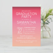 Moderne Peach Summer Gradient Graduation Party Einladung (Stehend Vorderseite)
