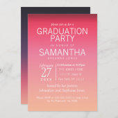 Moderne Peach Summer Gradient Graduation Party Einladung (Vorne/Hinten)