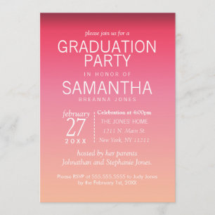 Moderne Peach Summer Gradient Graduation Party Einladung