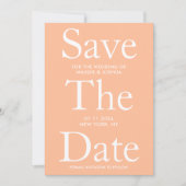 Moderne Peach Wedding Flat Save the Date Card (Vorderseite)
