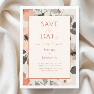 Moderne Peach Wedding Save The Date