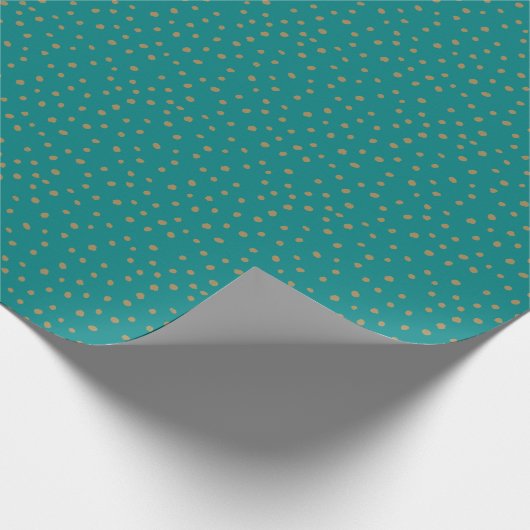 Moderne Peacock Aquamarin Blue Polka Dots Geschenkpapier (Ecke)
