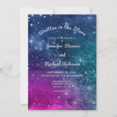 Moderne Peacock Blue Silver Watercolor Wedding Einladung (Vorderseite)