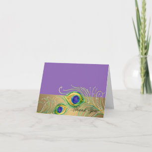 Moderne Peacock Feathers Imitate Jewel Scroll Swir Dankeskarte