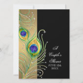 Moderne Peacock Feathers Imitate Jewel Scroll Swir Einladung (Rückseite)