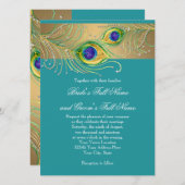 Moderne Peacock Feathers Imitate Jewel Scroll Swir Einladung (Vorne/Hinten)