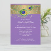 Moderne Peacock Feathers Imitate Jewel Scroll Swir Einladung (Stehend Vorderseite)