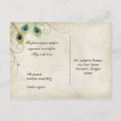 Moderne Peacock Feathers Imitate Jewel Scroll Swir Einladungspostkarte (Rückseite)