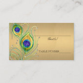 Moderne Peacock Feathers Imitate Jewel Scroll Swir Platzkarte (Rückseite)