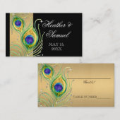 Moderne Peacock Feathers Imitate Jewel Scroll Swir Platzkarte (Vorne/Hinten)