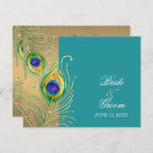 Moderne Peacock Feathers Imitate Jewel Scroll Swir RSVP Karte (Vorne/Hinten)