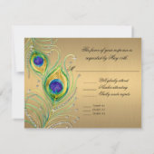 Moderne Peacock Feathers Imitate Jewel Scroll Swir RSVP Karte (Rückseite)