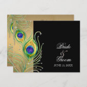 Moderne Peacock Feathers Imitate Jewel Scroll Swir RSVP Karte (Vorne/Hinten)
