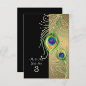 Moderne Peacock Feathers Imitats Jewel Platzkarten (Vorne/Hinten)