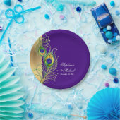 Moderne Peacock Feathers Imitats Jewel Scroll Hoch Pappteller (Party)