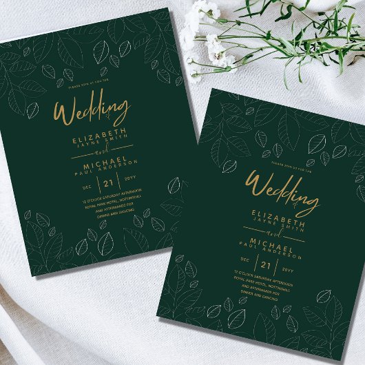 Moderne Peacock Green Gold Foil Wedding