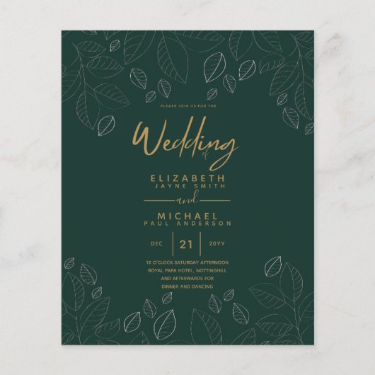Moderne Peacock Green Gold Foil Wedding (Vorderseite)