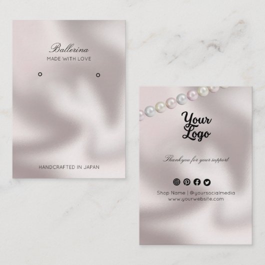Moderne Pearl Background Ohrringe Business Card Visitenkarte (Vorne/Hinten)