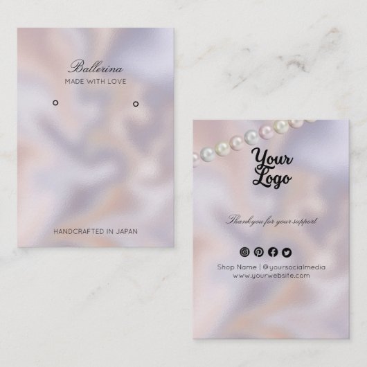 Moderne Pearl Background Ohrringe Business Card Visitenkarte (Vorne/Hinten)