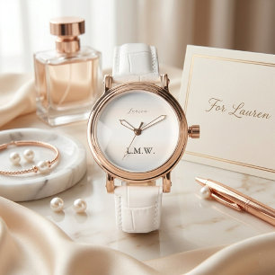 Moderne Pearl Signature-Schrift personalisierter N Armbanduhr