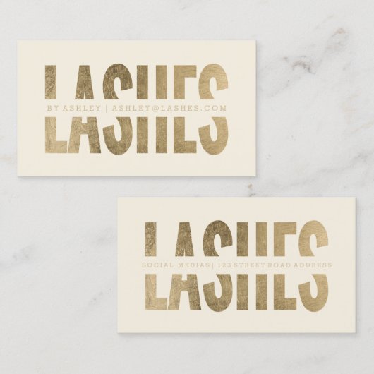 Moderne Peitsche schneiden Imitate Gold Typografie Visitenkarte (Vorne/Hinten)