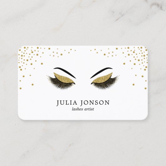 Moderne Peitschen mit GoldGlitzer-Make-upkünstler Visitenkarte (Vorderseite)
