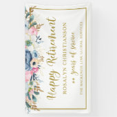 Moderne Pension Elegantes Script Gold Floral Banner (Vertikal)
