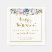 Moderne Pension Elegantes Script Gold Floral Serviette (Vorderseite)