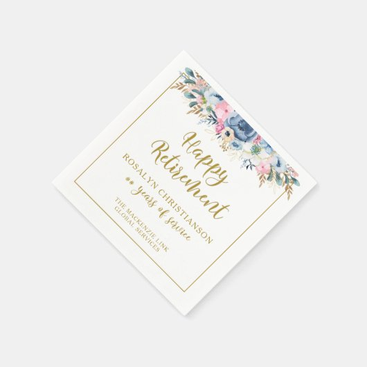 Moderne Pension Elegantes Script Gold Floral Serviette (Ecke)