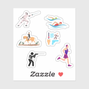 Moderne Pentathlon-Sticker Aufkleber