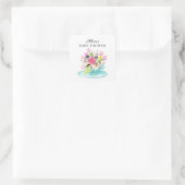 Moderne Peony Floral Baby ShowerTee Quadratischer Aufkleber (Tasche)