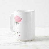 Moderne Peony Watercolor Blumenschrift "Bloom" Kaffeetasse (Vorderseite Links)