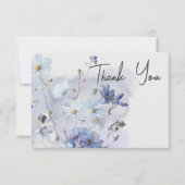 Moderne Periwinkle Blue Watercolor-Wildblumen Dankeskarte (Vorderseite)