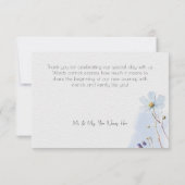 Moderne Periwinkle Blue Watercolor-Wildblumen Dankeskarte (Rückseite)