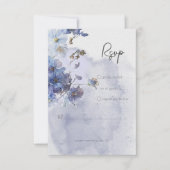 Moderne Periwinkle Blue Watercolor-Wildblumen RSVP Karte (Vorderseite)