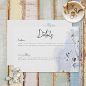 Moderne Periwinkle Blue Wildblumen Details Begleitkarte